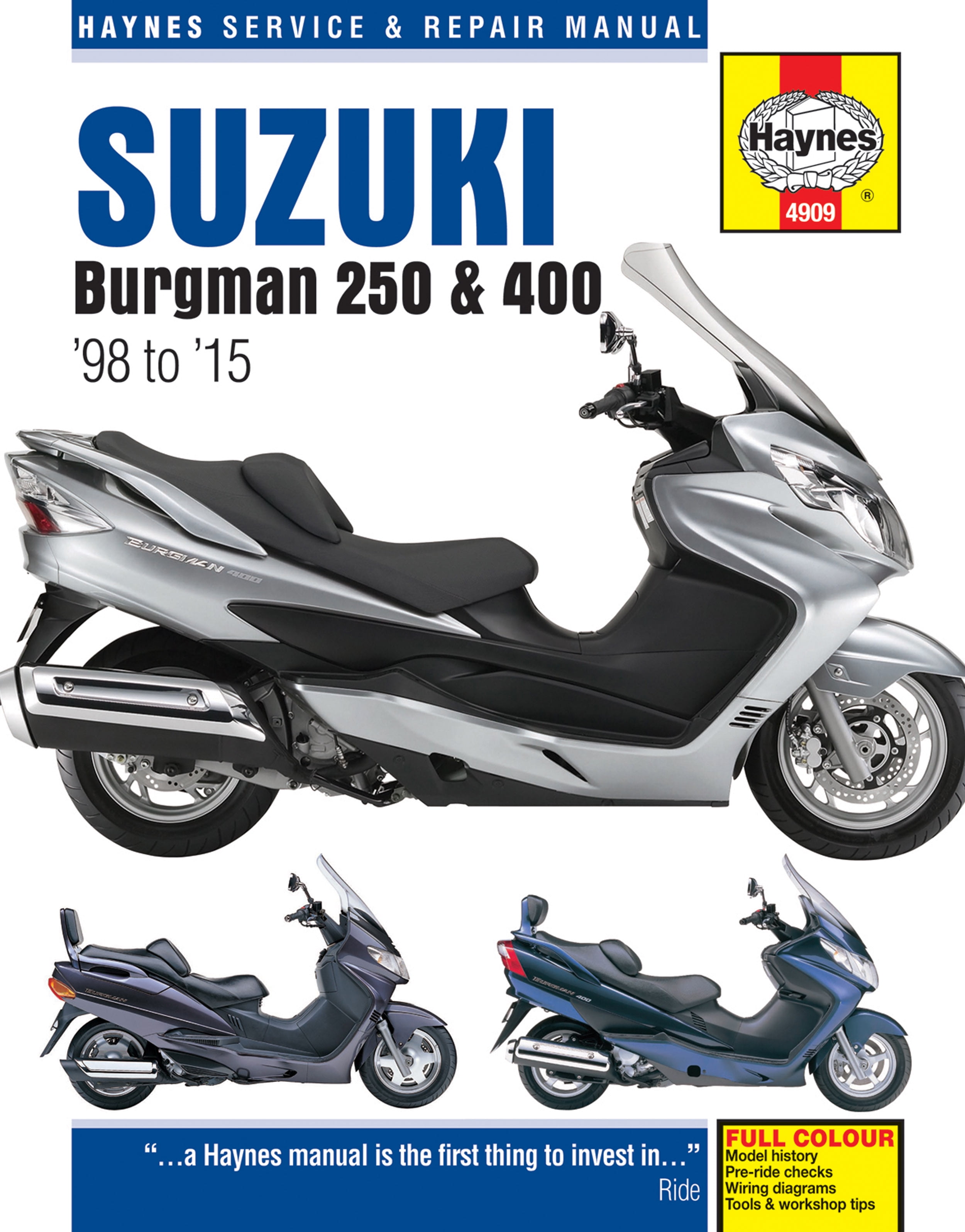 Suzuki Burgman 250 & 400 Scooters (98-15) Haynes Repair Manual ^