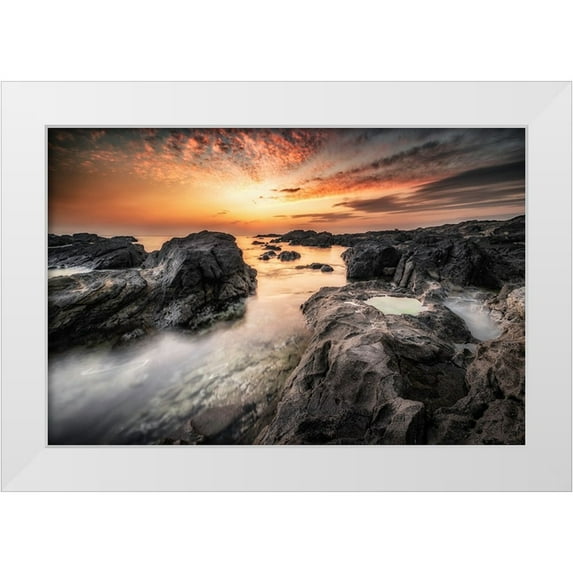 Suzuki, Daiki 24x17 White Modern Wood Framed Museum Art Print Titled - Eden of the rocks