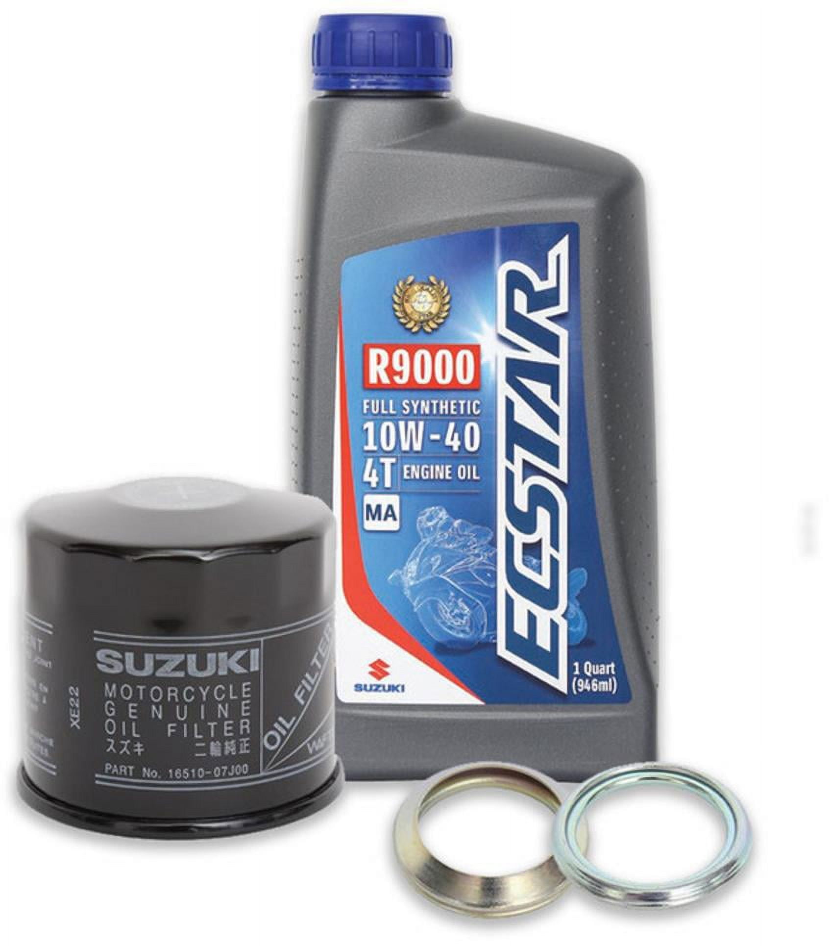 Suzuki ECSTAR R9000 Full-Synthetic 10W40 Oil Change Kit 4 Quarts 990A0-01E40-4KT for Suzuki Motorcycles that take 4 quarts.