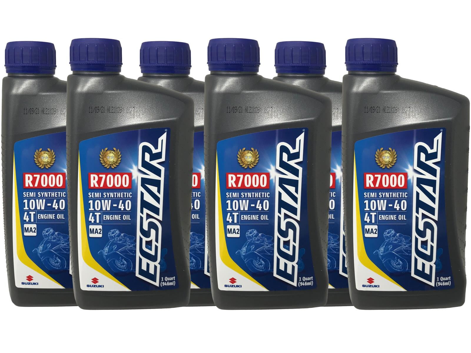 Suzuki Ecstar R7000 Semi-Synthetic Motor Oil 10W-40, 1 qt (6 Pack)