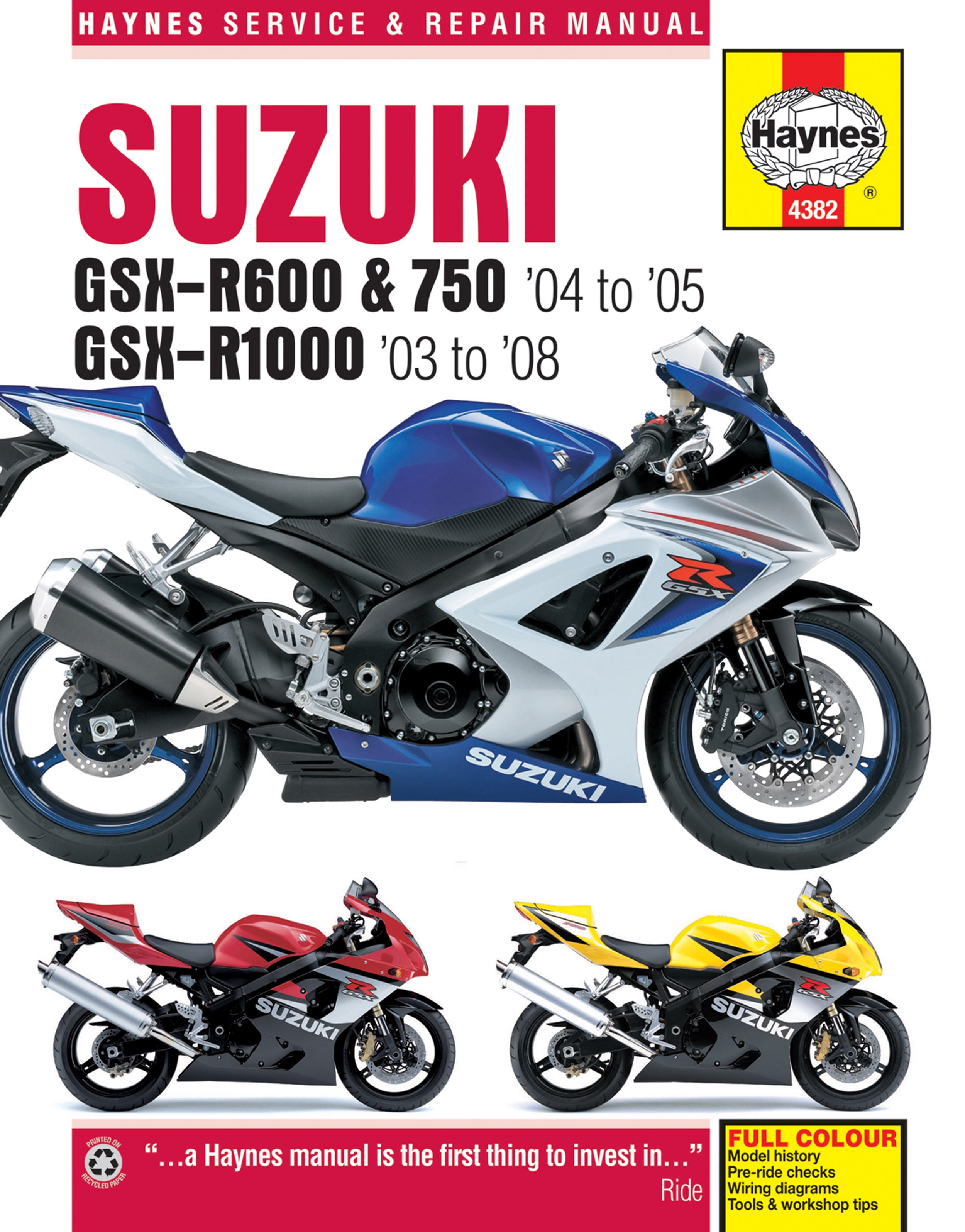 サービスマニュアル　スズキ　GSX-Ｒ600　Ｌ1 Suzuki GSX-R600 & 750 (04-05) & GSX-R1000 (03-08) Haynes