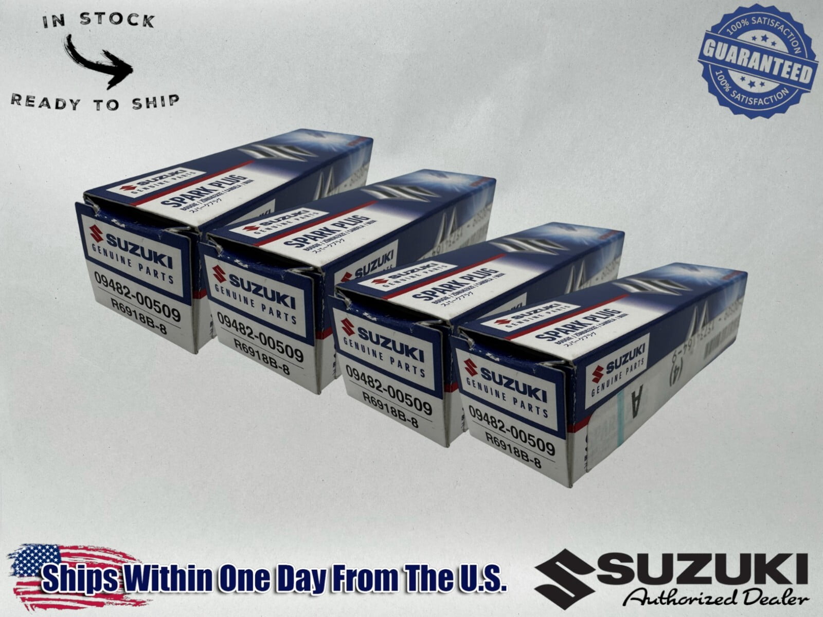 Suzuki Genuine OEM Authentic NGK Spark Plugs 09482-00509 R918B-8-4PACK