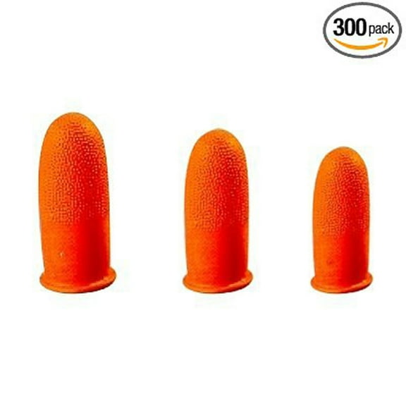 Suzuki Latex Orange Finger Cots, Extra Thick 14 mil, Lightly Powdered, LG, 300/bag