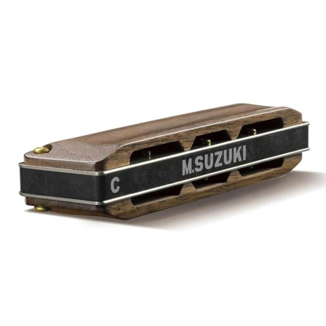 Suzuki M-20W-A-U Manji 10-Hole Diatonic Harmonica - Wooden Walnut Covers, Key of A