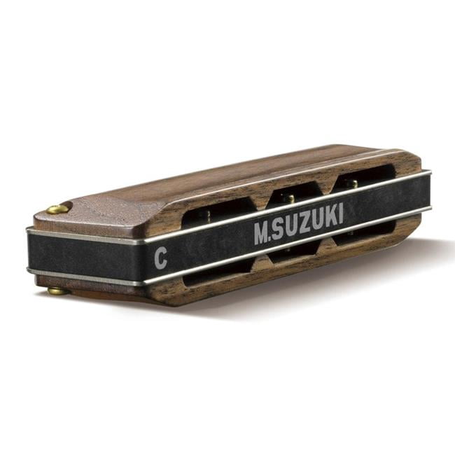 Suzuki M-20W-D-U Manji 10-Hole Diatonic Harmonica - Wooden Walnut Covers, Key of D
