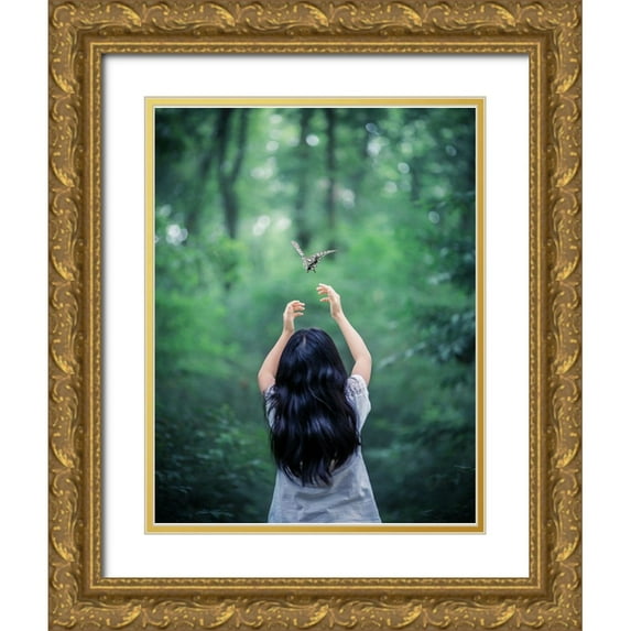 Suzuki, Takashi 12x14 Gold Ornate Wood Framed with Double Matting Museum Art Print Titled - A Little More