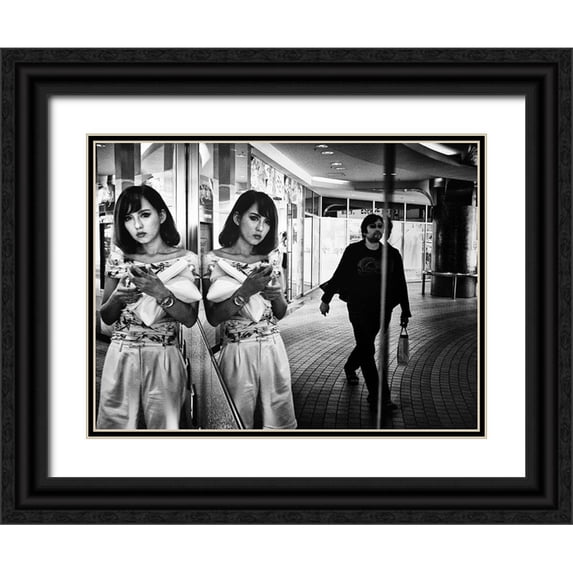 Suzuki, Tatsuo 32x25 Black Ornate Wood Framed with Double Matting Museum Art Print Titled - Mirror