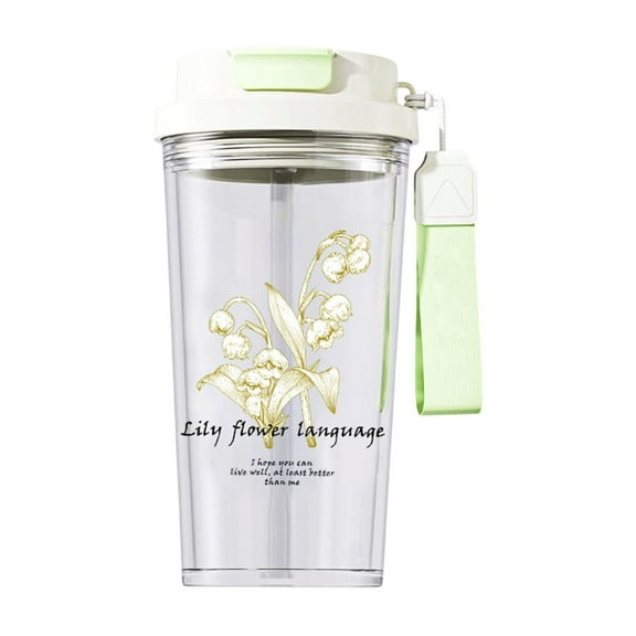 Suzuran Double-Drink Coffee Plastic Cups Fashionable Car Straw Cups Large Capacity Beautiful Gift Cups(Green)