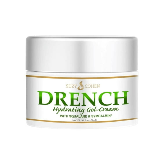 Suzy Cohen Drench Hydrogel Face Moisturizer for Women and Men. Soothes dry, itchy, dull skin and softens fine lines. Anti-aging face cream for dry skin with squalane
