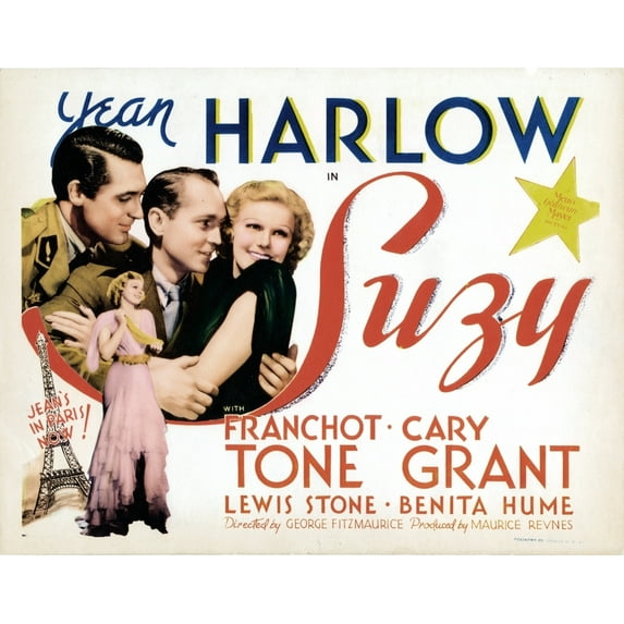 Suzy Lobbycard From Left: Cary Grant Franchot Tone Jean Harlow 1936. Movie Poster Masterprint
