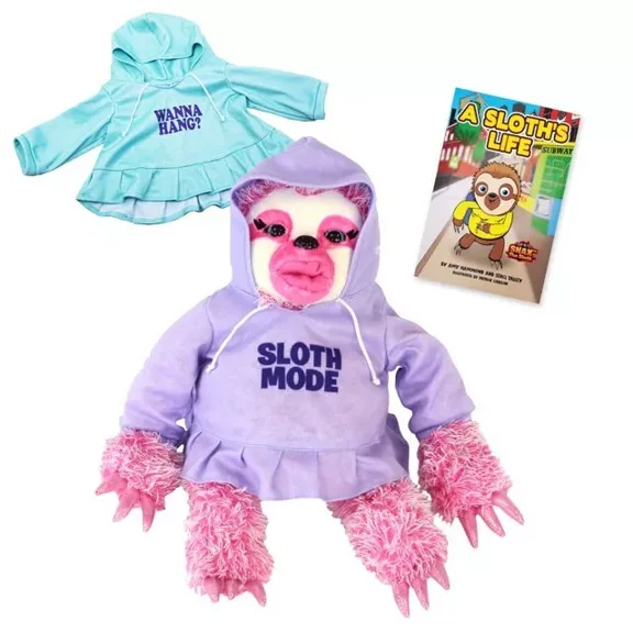 Suzy The Sloth, Talking Plush Sloth Toy for Kids, Cuddly Sloth Stuffed Animal That Talks Back Slowly for Boys and Girls, Moving Eyes & Mouth, with Book