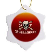 3drose, Sv Buccaneers on Red, 3 inch Snowflake Porcelain Ornament