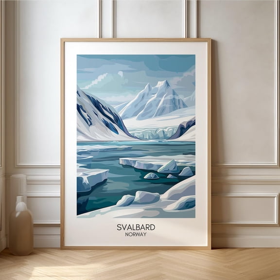Svalbard Norway Travel North Travel Adventure Travel Retro Accent Travel Wall Decor Unframed Paper Print