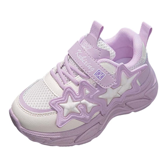 Svbnaue Girls Sports Shoes Fashionable Pattern Cute Design, Flat Bottom Comfortable Mesh Breathable, Non Hook Loop Seasonal Casual Sneakers School Outdoor Play Activities Comfort