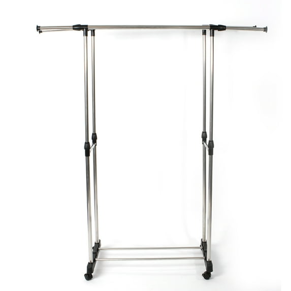 Svebake Garment Rack With Shoe Shelf, Stainless Steel And PP, Silver And Black