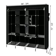 Svebake PKWQ506BK 12 Shelves 4 Side Pockets Wardrobe Portable Closets, Black