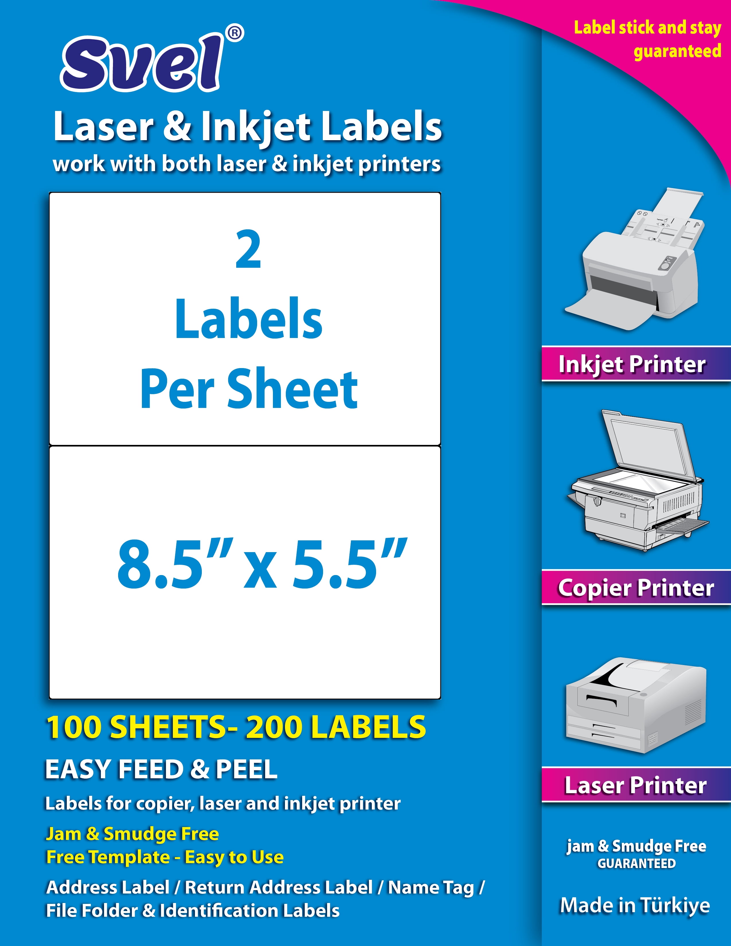 Svel Shipping Labels for Laser & Inkjet Printers, Permanent Self ...