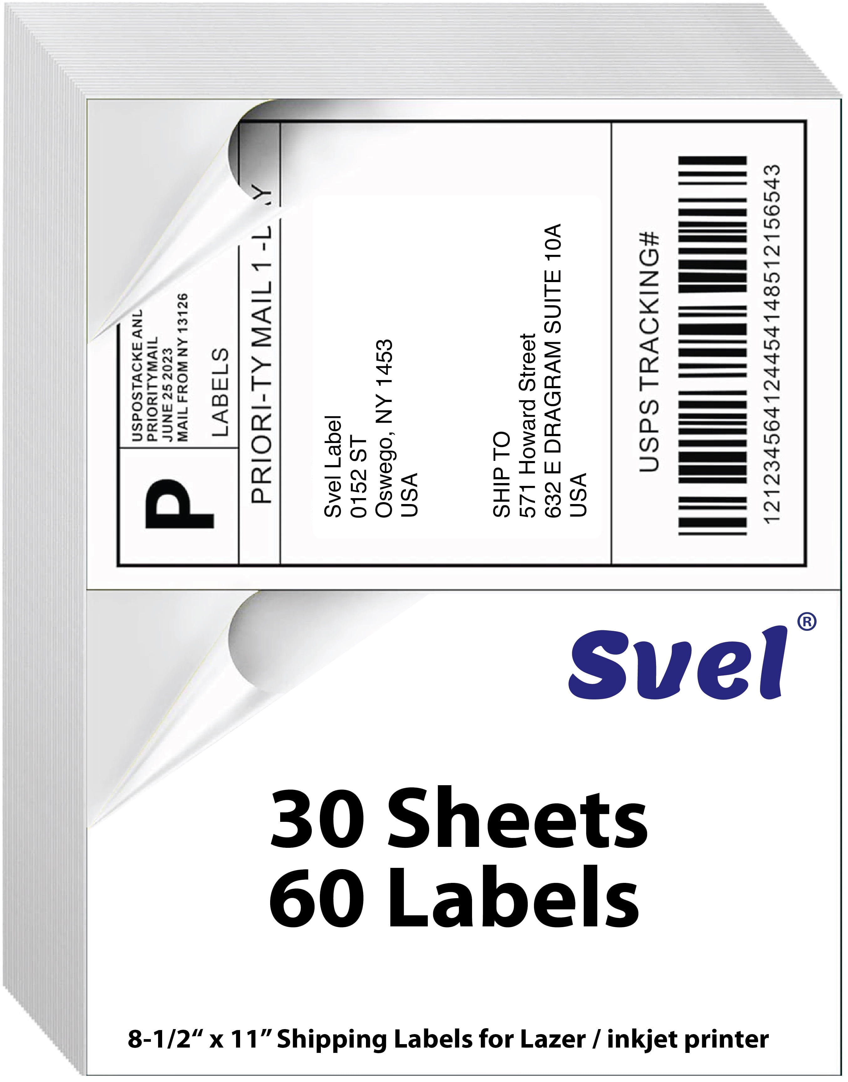 Svel Shipping Labels for Laser & Inkjet Printers, Permanent Self ...
