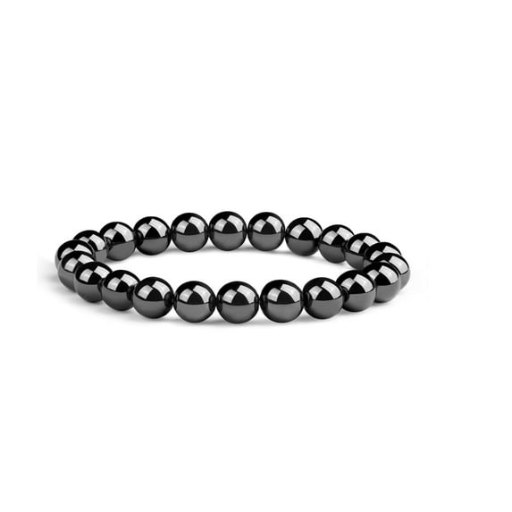 Svelandre 100% Genuine Black Hematite Crystal Bracelet - 8mm AAA Gemstone Beads for Men Women Teens - Healing, Balance, Anxiety Relief
