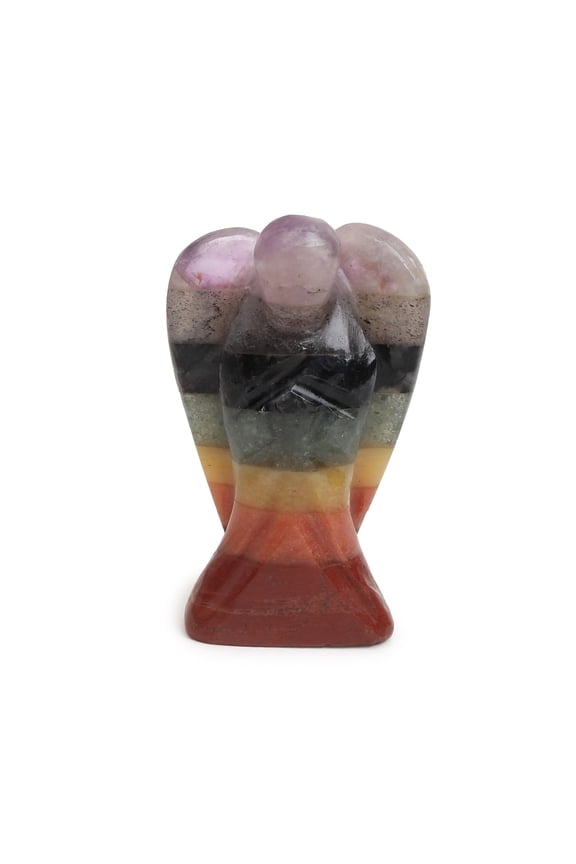 Natural Seven Chakra Stones Charms - 2-Inch Gemstone Angel Crystal Figurine