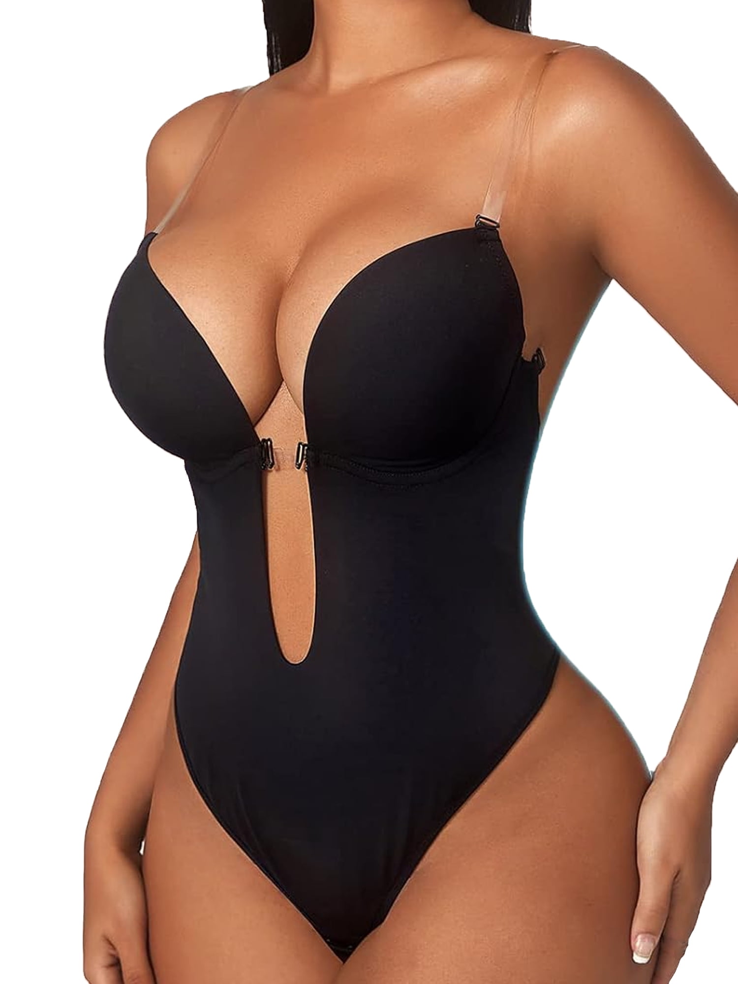 Sveltors Black Thong Shapewear Bodysuit for Women Tummy Control Plus