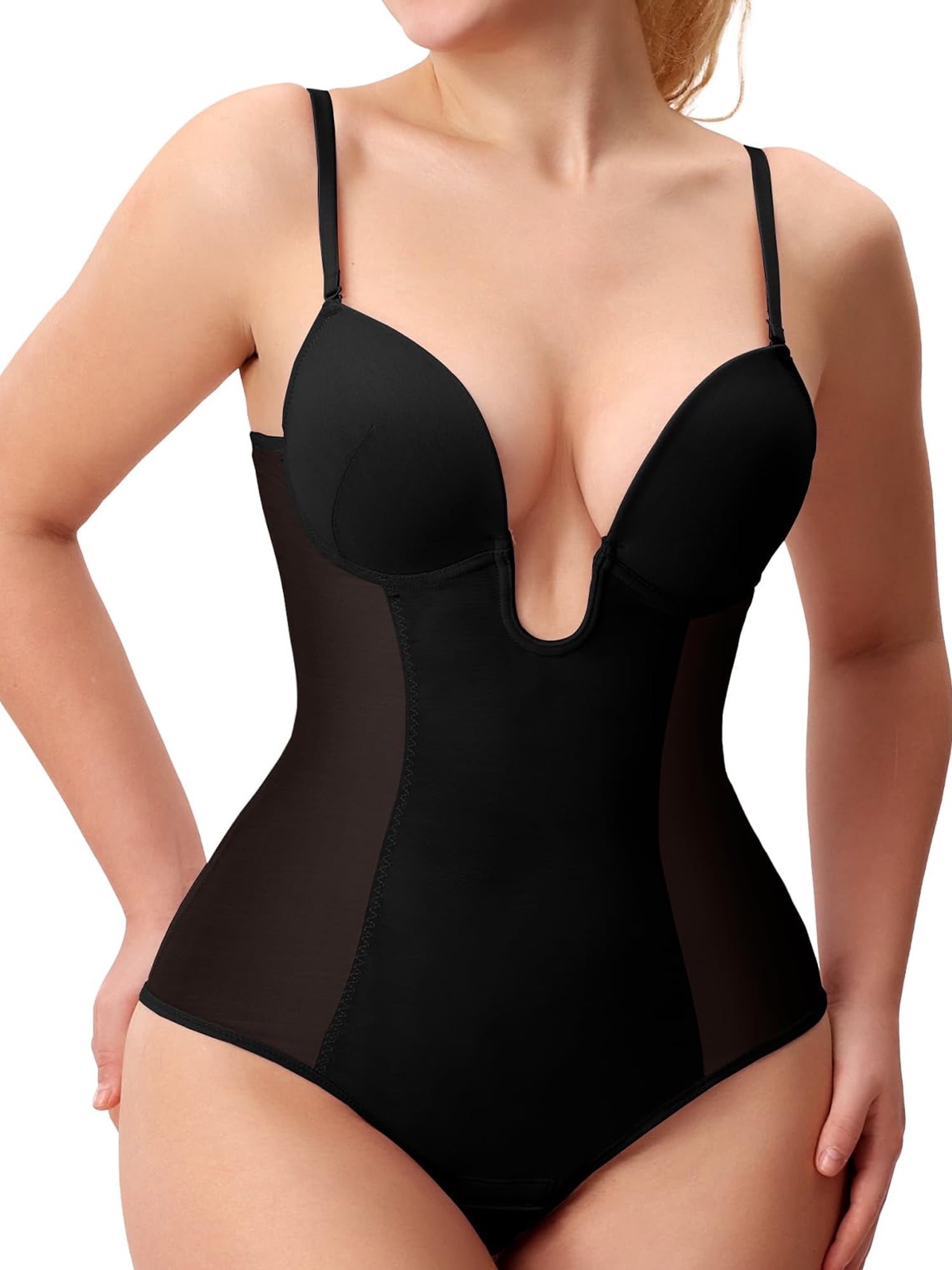 Sveltors Low Back Shapewear Bodysuit Tummy Control Slim Body Shaper V Neck Thong Body Suits Tank Top for Women
