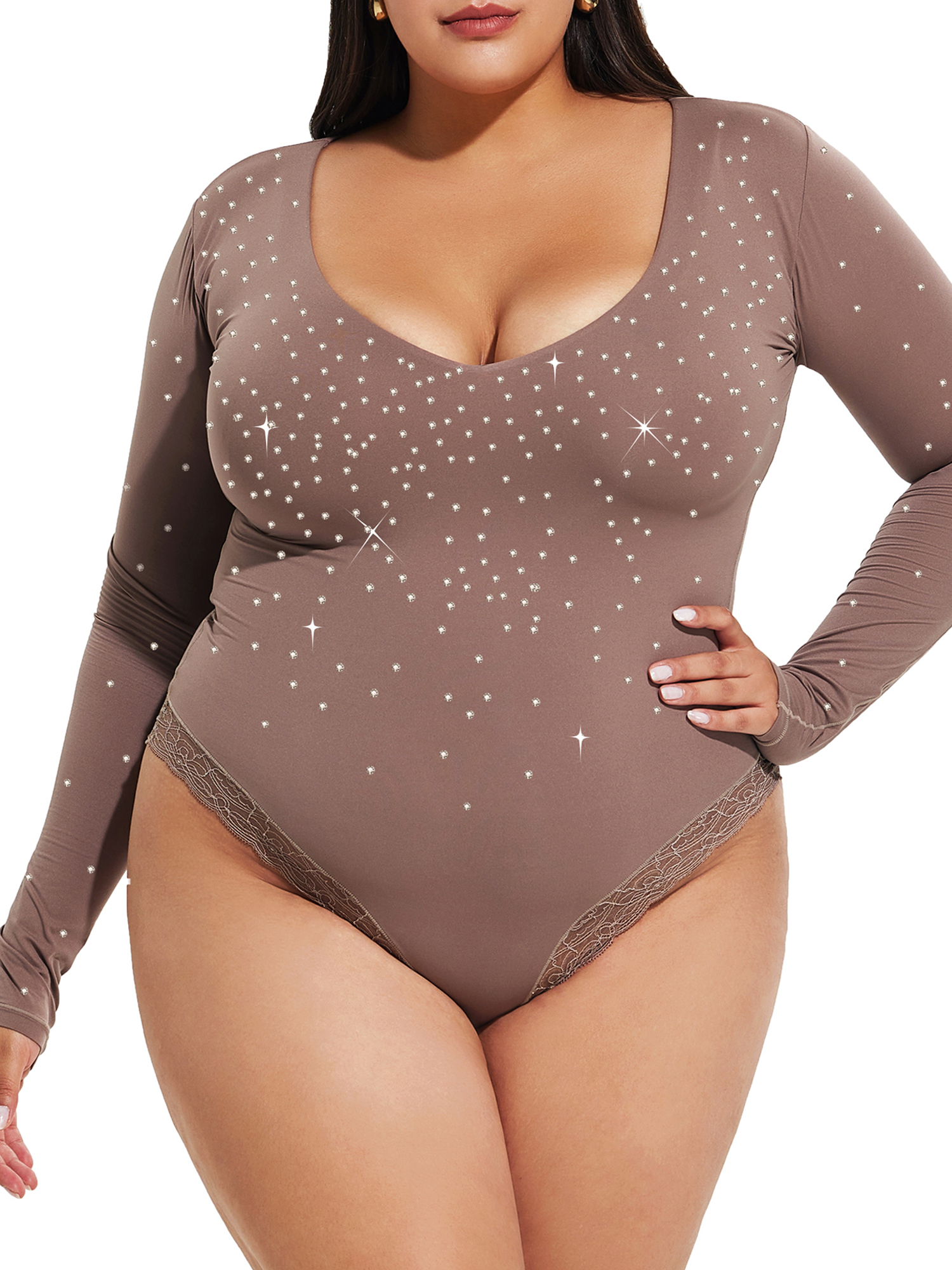 No Boundaries Juniors Mock Neck Bodysuit with Long Sleeves, Sizes XS