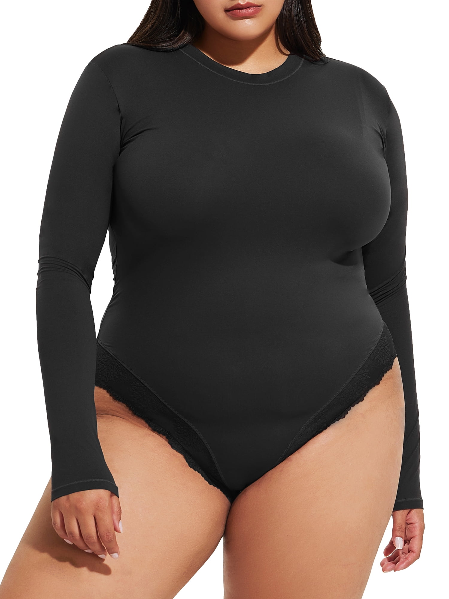 No-Show Lace Bodysuit - Flirt – Curvy Couture