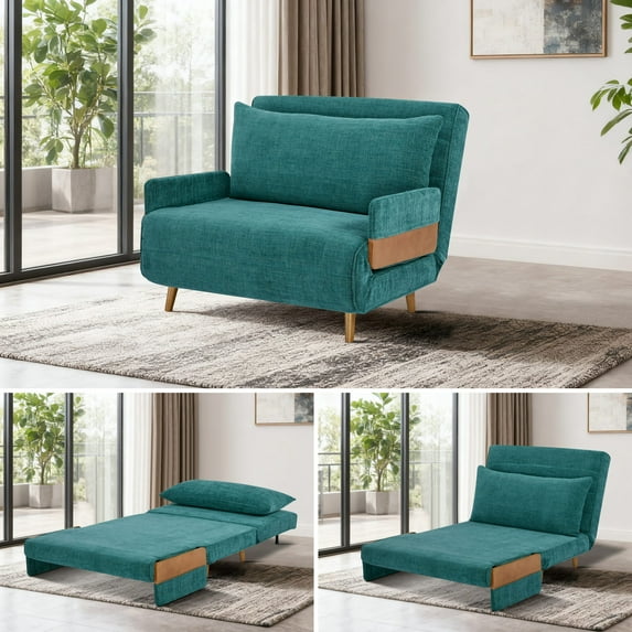 Sven 3 in 1 Convertible Sofa Bed Chair - Upholstered Accent Sleeper with Adjustable Backrest for Small Spaces, Guest Room, and Apartment Living