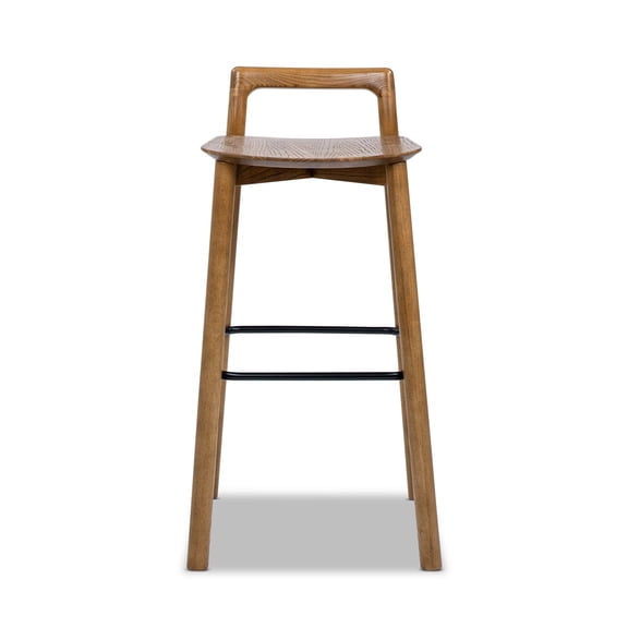 Sven 30" Modern Minimalist Low Back Wood Barstool Dark Brown Walnut Ash Wood