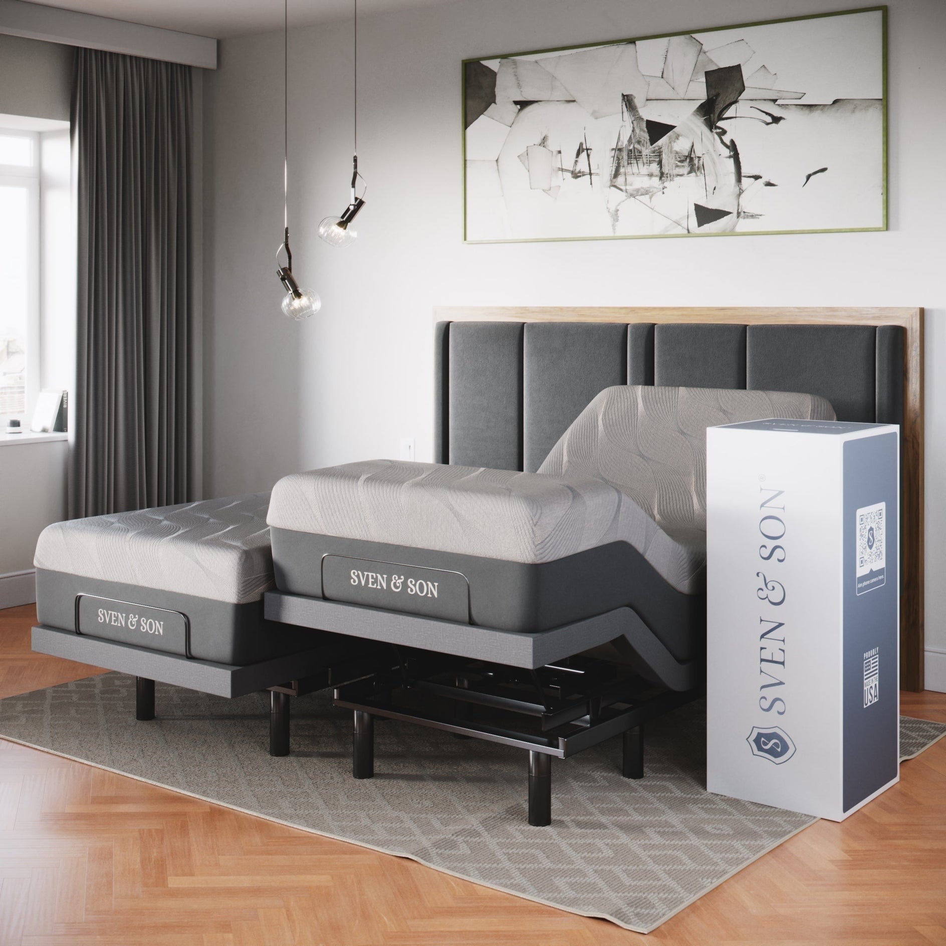 Gray Adjustable Split King Bed with Alloy Steel Frame