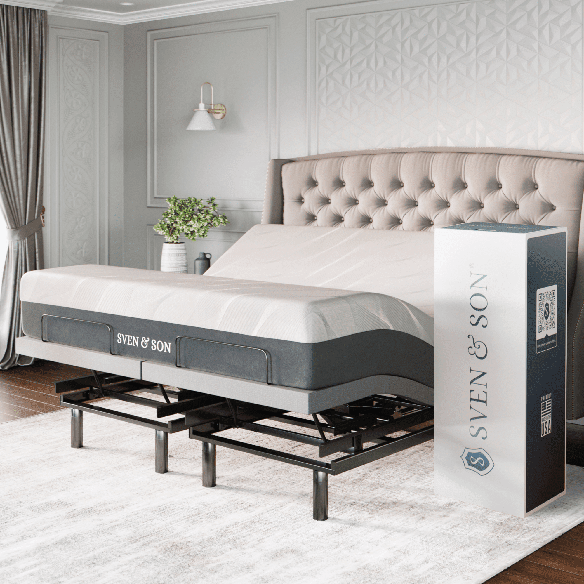 Sven & Son Platinum Adjustable Bed Base (Frame) + 12 inch Memory Foam