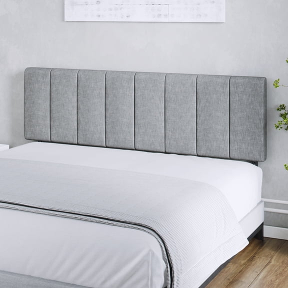 Sven & Son Vertical Channel-Tufted Mid-Rise Upholstered Headboard, Wall or Bed Frame Mount - Full / Queen (Gray)