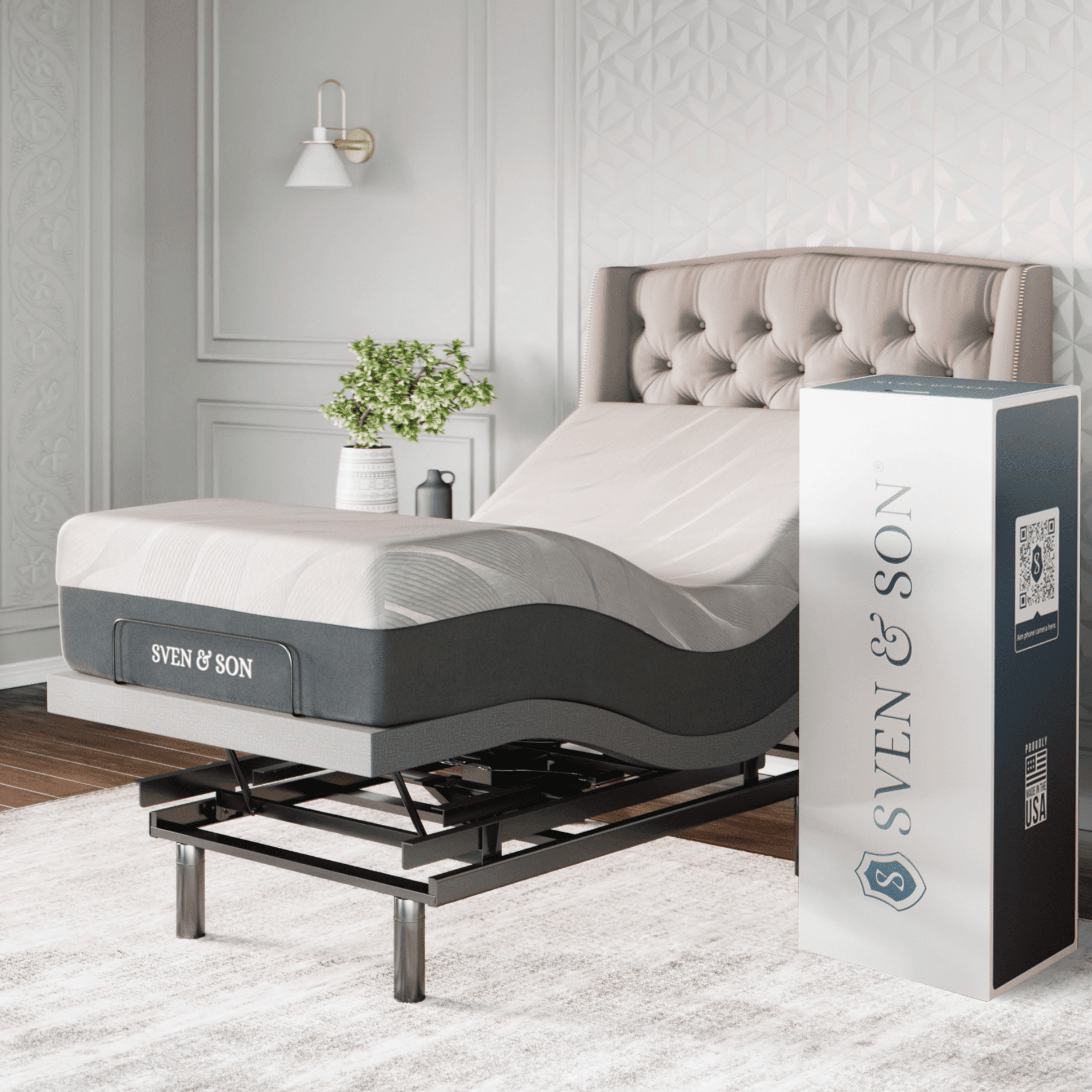 Sven and Son Platinum Adjustable Bed Base (Frame) + 12 in Memory Foam ...