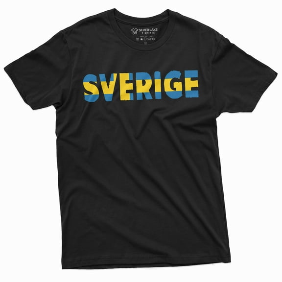 Sverige T-shirt Sweden Nordic Viking Swedish Flag Tee Shirt Mens Heritage Tee Shirt (Large Black)