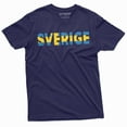 thumbnail image 1 of Sverige T-shirt Sweden Nordic Viking Swedish Flag Tee Shirt Mens Heritage Tee Shirt (Large Navy Blue), 1 of 4