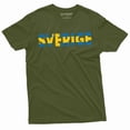 thumbnail image 1 of Sverige T-shirt Sweden Nordic Viking Swedish Flag Tee Shirt Mens Heritage Tee Shirt (Medium Military Green), 1 of 5
