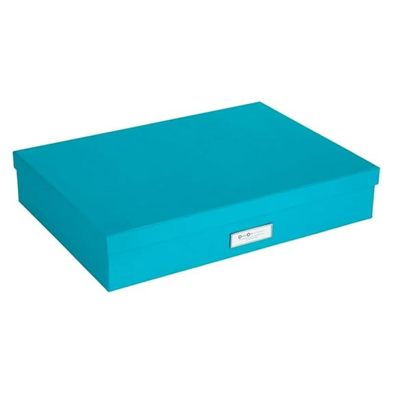 Sverker Fiberboard Legal and Art Storage Box | Scrapbook Storage Box for Loose Paper | Durable Document Boxes with Lid and Metal Label Holder | 17.1’’ x 12.2’’ x 3.3’’ | Turquoise