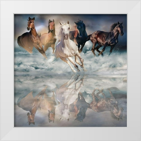 Svetlana 20x20 White Modern Wood Framed Museum Art Print Titled - Herd Run