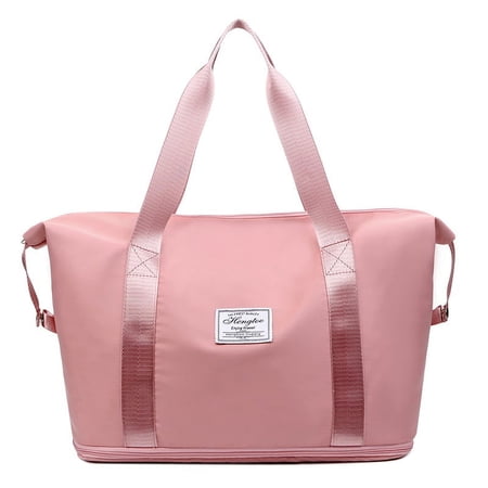 Svnfy 24 Inch Women's Travel Bag, Duffel Bag Carry-On Gym Tote, Travel Bag with Wet-Dry Bag/Front Cell Phone Pocket/Trolley Cover Travel Bag, Pink