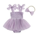 thumbnail image 1 of Svuitmsl Newborn First Birthday Cake Smash Outfit Baby Girl Summer Dot Tulle Romper Dress Baby Girls Photoshoot Outfits Strap Tie-Up Smocked Tutu Dress Princess Party Dress Headband, 1 of 9