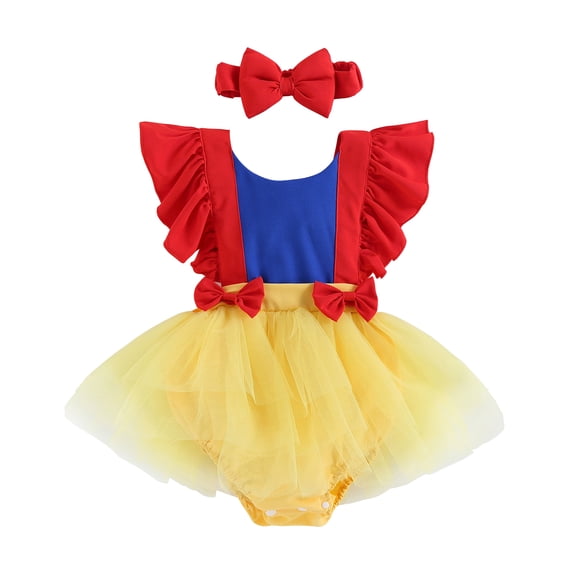 Svuitmsl Newborn First Birthday Cake Smash Outfit Baby Girl Summer Tulle Romper Dress Baby Girls Photoshoot Outfits Flutter Sleeve Princess Tutu Dress Headband