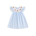 thumbnail image 1 of Svuitmsl Toddler Baby Girl Halloween Dress Outfit Little Baby Girl Summer Fall Gingham Palid Dress Cute Pumpkin Embroidery Lace Flying Sleeve A-Line Dress, 1 of 9