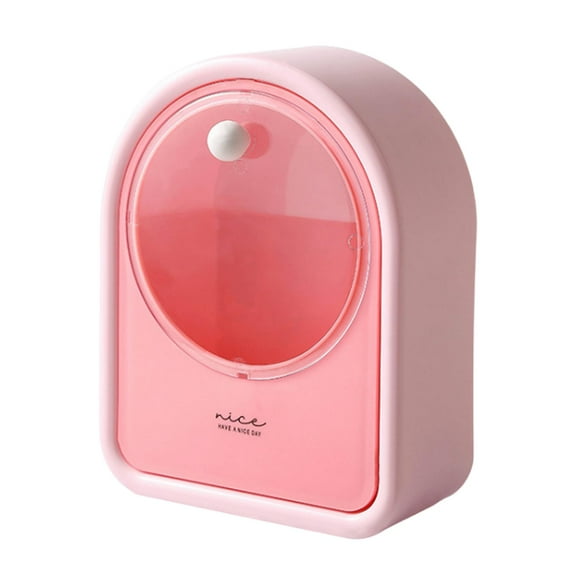 Swab Storage Container wall Mounted Dust Sturdy with Transparent Lid Durable Organizer for Cosmetics Vanity Countertop Pink