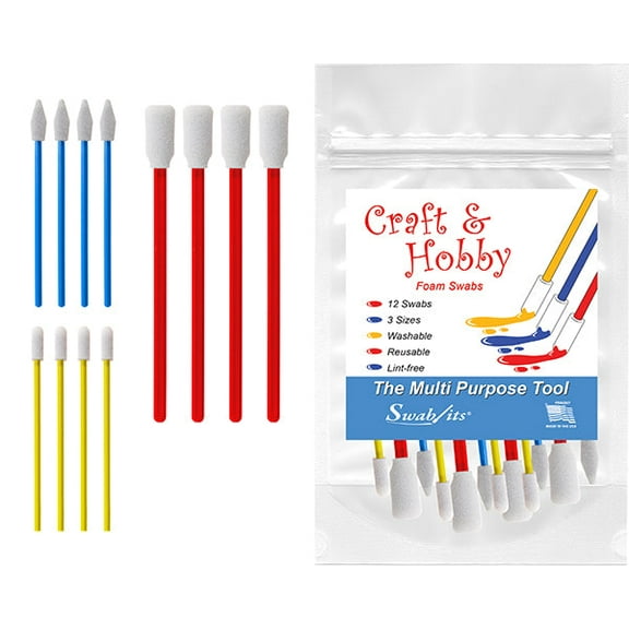 Swab-its 12-piece Package of Craft & Hobby Multi-Purpose Foam Swabs: 87-8225