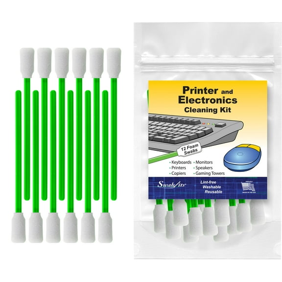 Swab-its 12-piece Package of Printer and Electronic Cleaning Foam Swabs: 87-8224
