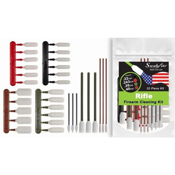 (NEW) Swab-its .22cal/.243cal/.30cal/.40cal Rifle Firearm Cleaning Kit: 87-9904