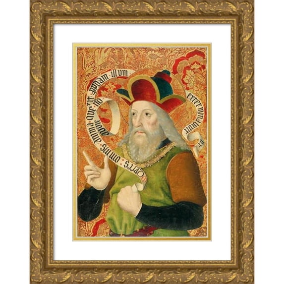 Swabian School 11x14 Gold Ornate Wood Frame and Double Matted Museum Art Print Titled - The Prophet Moses (15th Century)