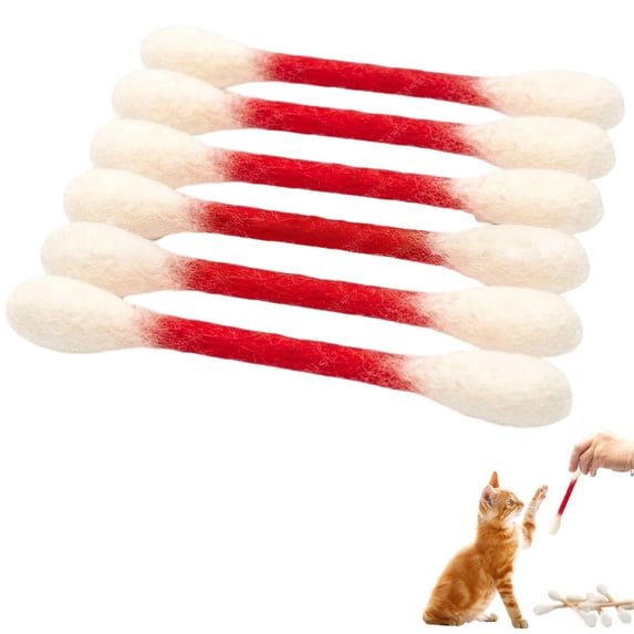 Swabs Cat Toys with Catnip - 6 Pcs Durable for Chew, Cute Cat Toys Interactive Kitty for Boredom, Exercise & Play, Filled w/Organic Catnip for Anxiety & Digestive Aid (1PC, Red)