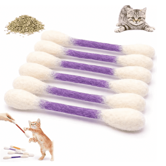 Swabs Cat Toys With Catnip - 6 Pk | Durable For Chew, Cute Cat Toys Interactive Kitty For Boredom, Exercise, & Play | Filled W/Organic Catnip For Anxiety & As Digestive Aid | Gift Idea